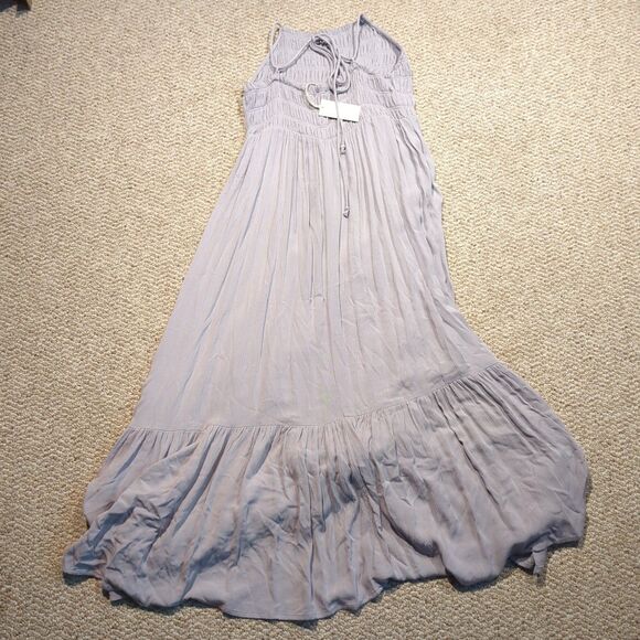 Z Supply Jazmin Maxi Dress Gray Smocked Bodice Flowy Boho Strappy - Picture 5 of 10